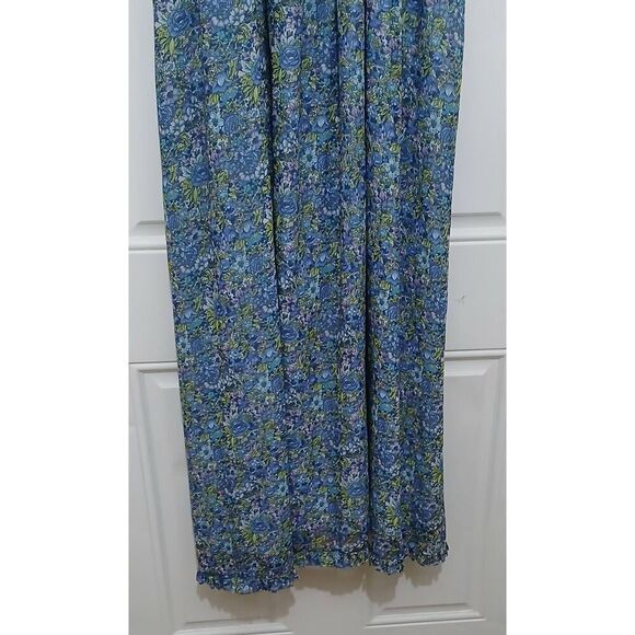The drop womens 2xl green blue floral maxi dress elastic waist smocked - Picture 2 of 7